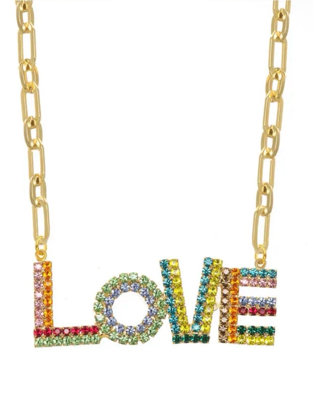 TOVA LA LA LOVE NECKLACE IN 17” LARGE PAPERCLIP CHAIN NWT AMAZING!